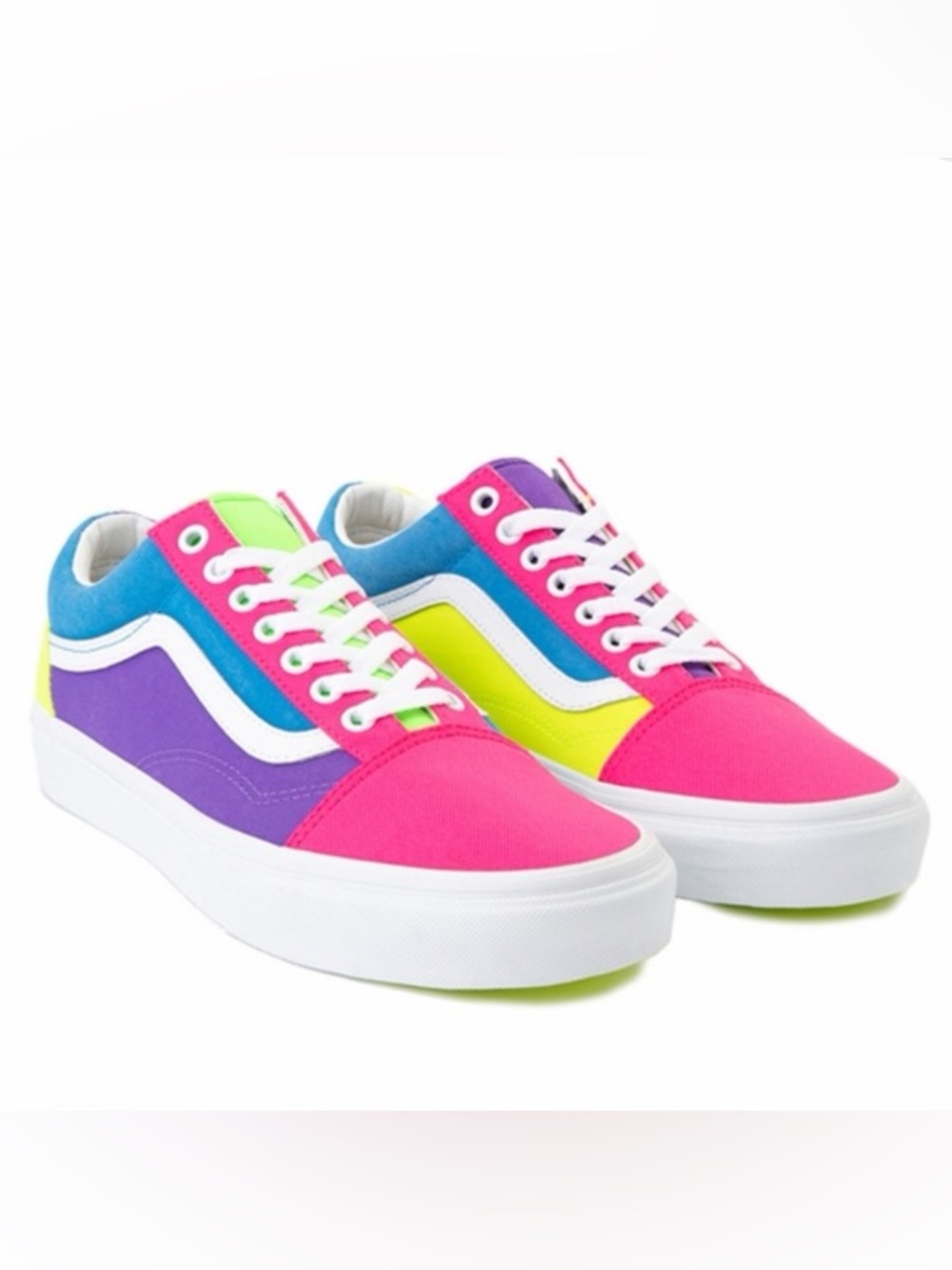 Vans Old School Neon Multi Colorblock Sneakers Pink/Blue/Yellow/Purple M5 W6.5 - Picture 9 of 11